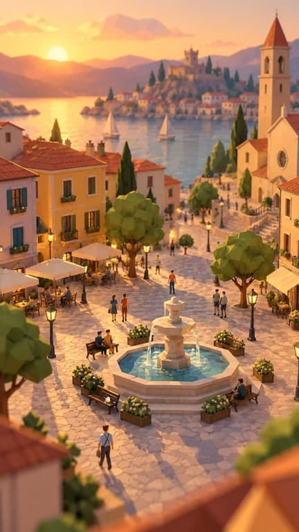 A sample frame in the Low-poly City look